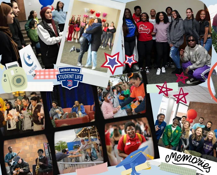 Collage of students at various group activities