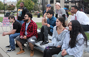 Students gather on the McNichols Campus for a Super Smash Bros. Ultimate tournament hosted by the esports club.