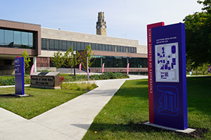 A photo of the new wayfinders on the McNichols Campus.