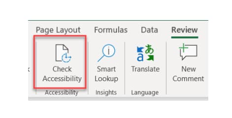 Accessibility Checker Button in Review Tab