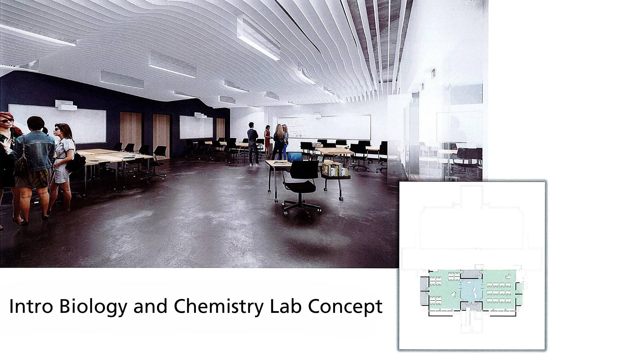 Mock up of planned renovations for introductory biology and chemistry labs