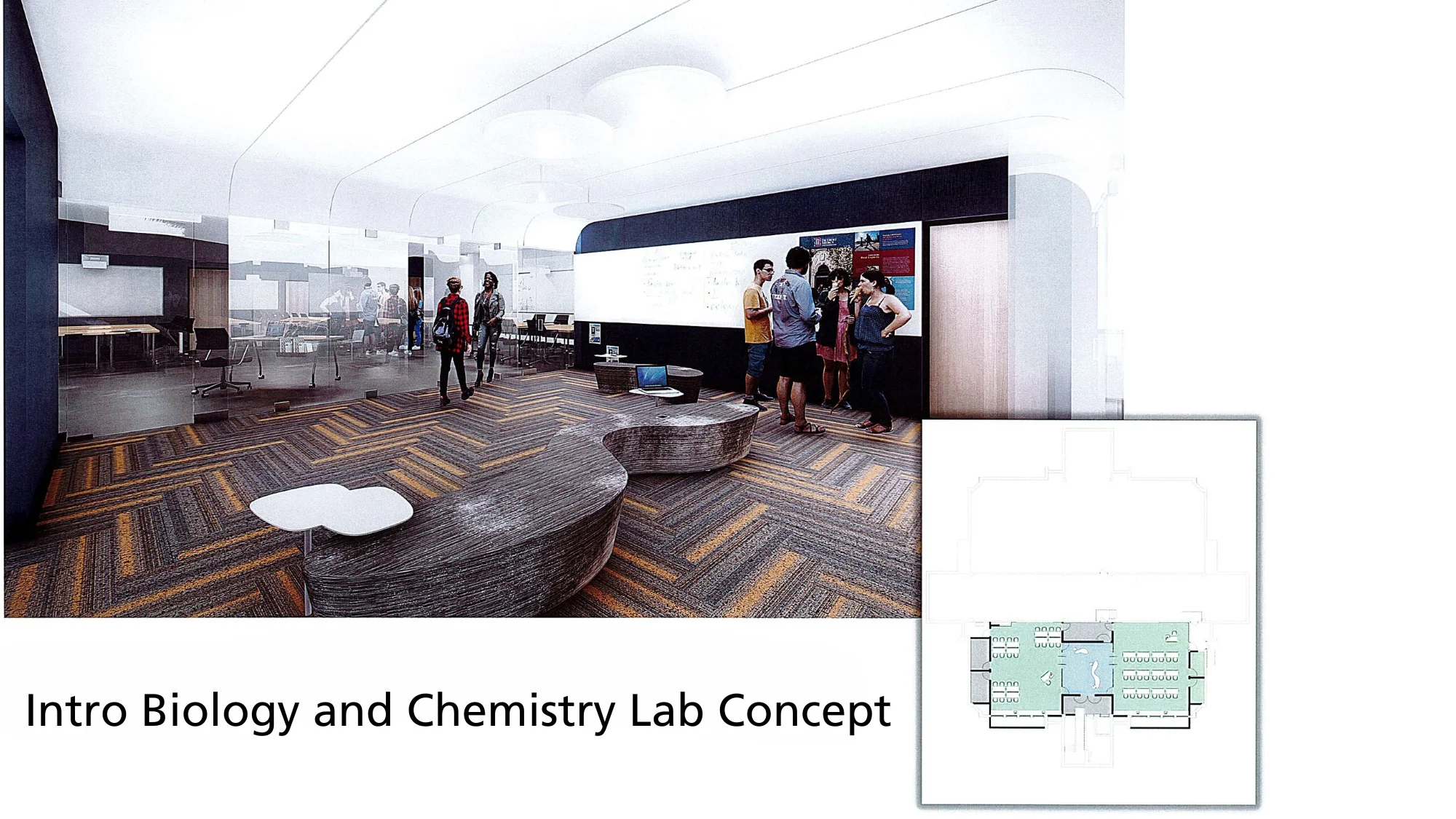 Mock up of planned renovations for introductory biology and chemistry labs